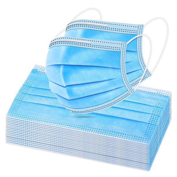 50 Pack Disposable Face Protective Masks, 3-Layer Facial Cover Masks with Elastic Ear Loops
