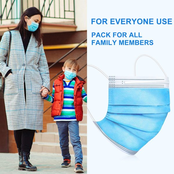 50 Pack Disposable Face Protective Masks, 3-Layer Facial Cover Masks with Elastic Ear Loops - Image 3